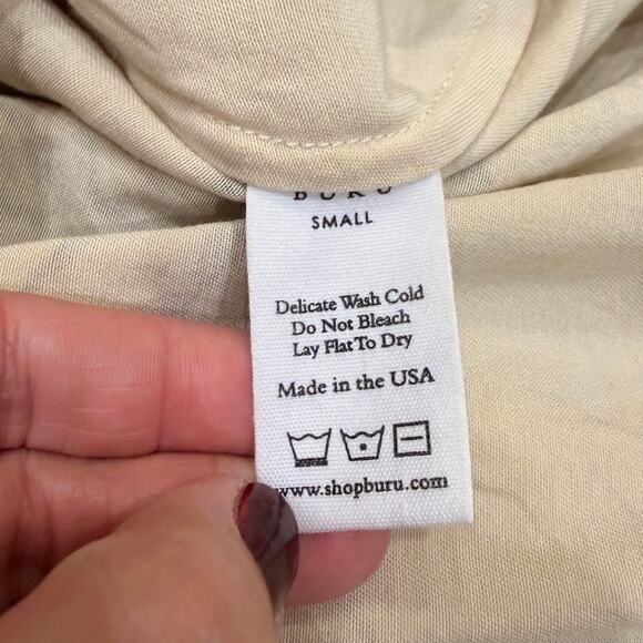 BURU Puff Sleeve Hampton Dress in Neutral Botanical Print Size Small - Picture 6 of 8